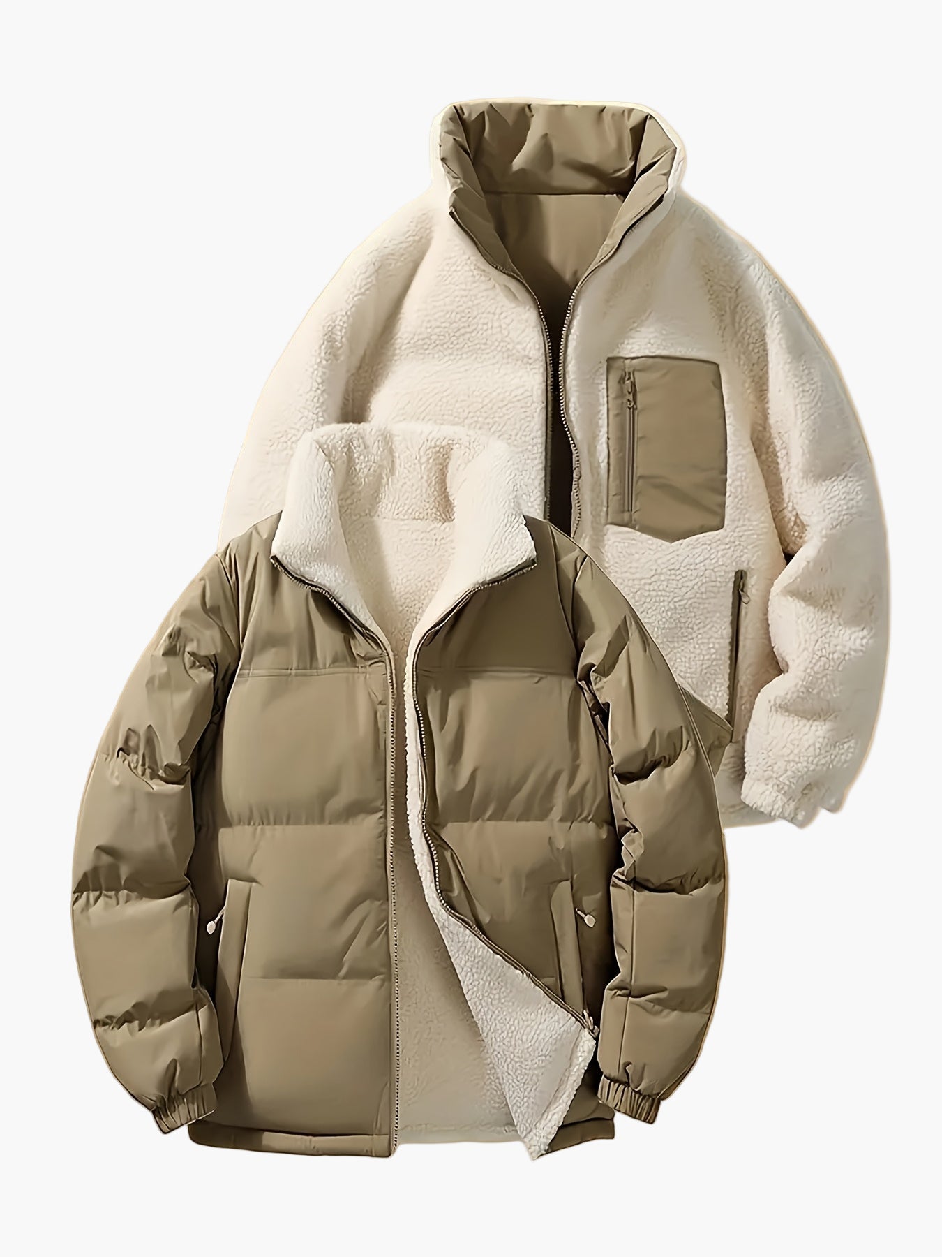 Herren Reversible Fleecejacke für Herbst und Winter – Casual Style, Wendemodell, Outdoor Freizeitjacke