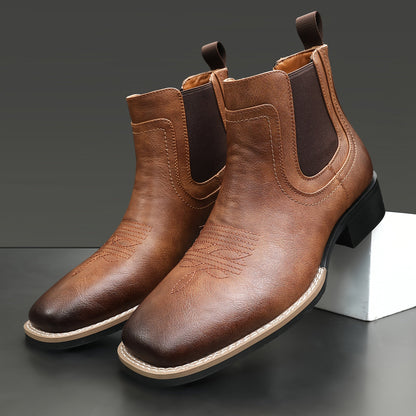 Herren Stiefeletten quadratische Zehenpartie mit Ziernähten Chelsea Boots