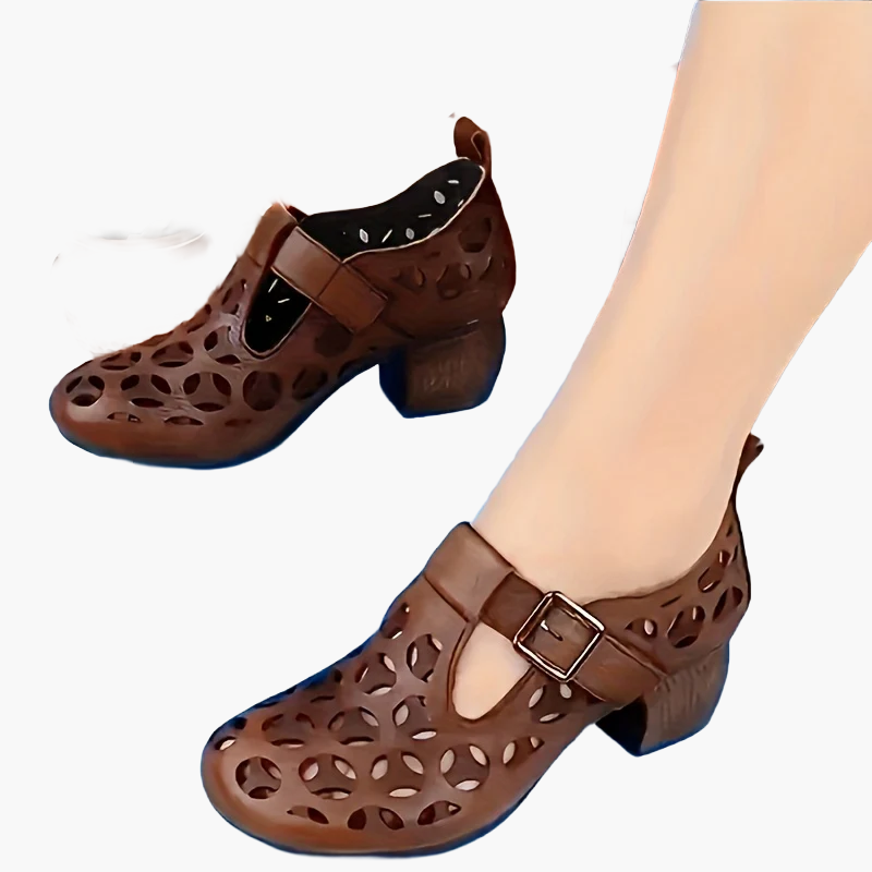 Damen Mary Jane Blockabsatz Schuhe im modischen Cut-Out Design – Stilvolle Alltagsschuhe für Frühling und Freizeit
