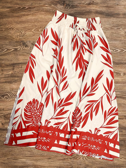 Damen Sommer-Outfit Set – Ärmelloses Top und Maxirock im tropischen Design, ideal für Urlaub und Freizeit