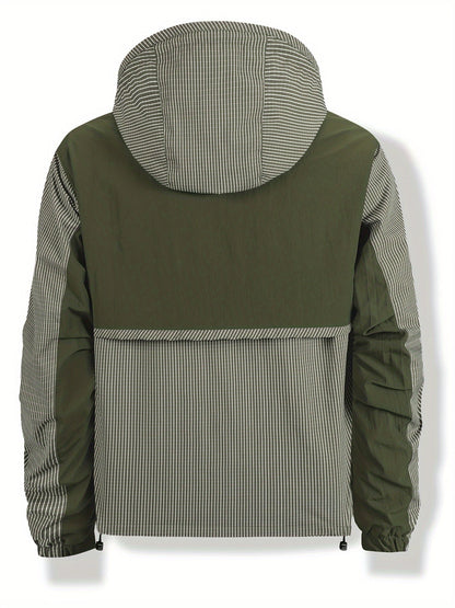Anorak Jacke gestreift mit Kapuze und Reißverschluss