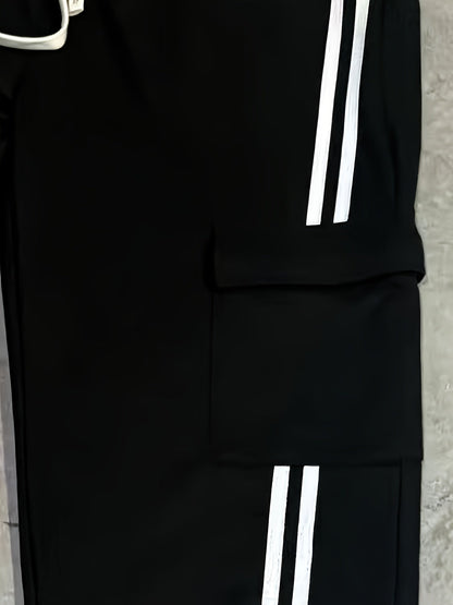 Herren Cargo Jogginghose mit Streifen und Taschen – Streetwear Stil, Relaxed Fit