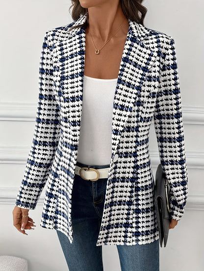 Damen Eleganter Business Blazer im Karo-Design für Büro und Alltag