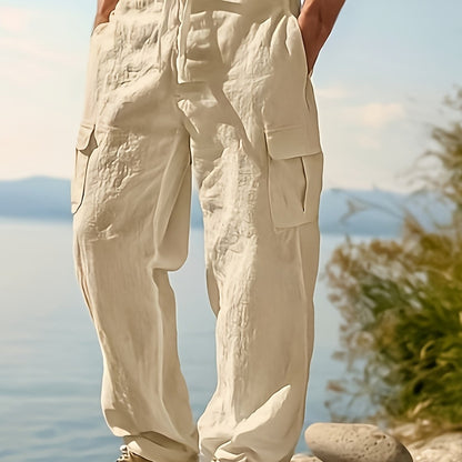 Herren Cargo-Loungehose mit weitem Bein und Kordelzug – Freizeit- und Strandstil