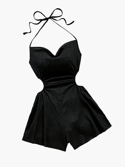 Damen Einteiler Jumpsuit mit Halterneck und Cut-Outs – Modischer Sommer-Overall für Urlaub & Freizeit