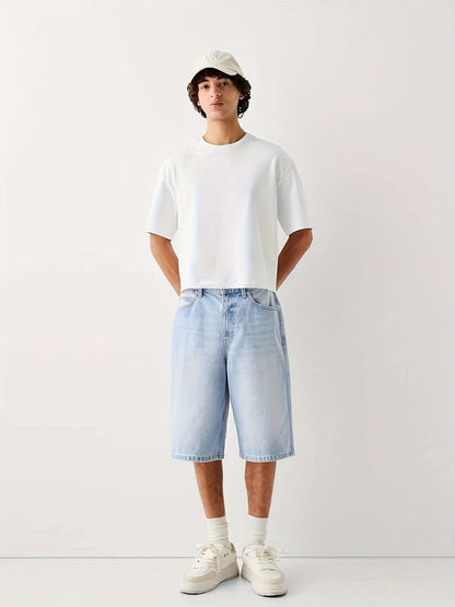 Herren Loose Fit Jeans-Bermuda Shorts – Lässiger Streetwear-Style für Alltag & Freizeit