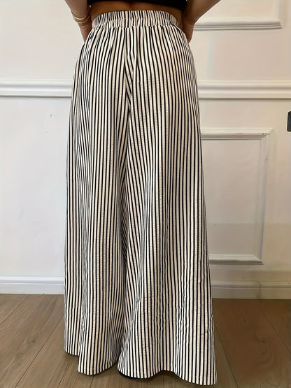 Damen Weite Streifenhose im eleganten Streetstyle für Freizeit und Alltag
