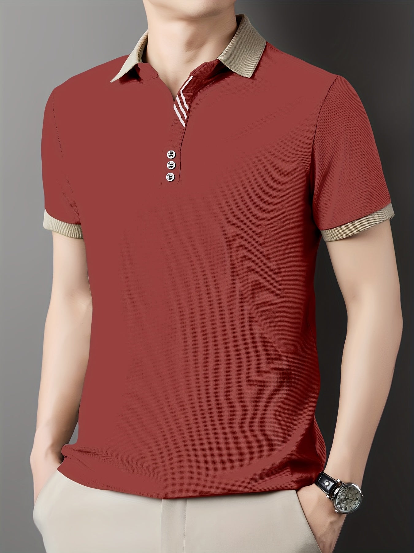 Herren Polo-Shirt mit Kontrastkragen – Stilvolles Freizeit- und Business-Oberteil