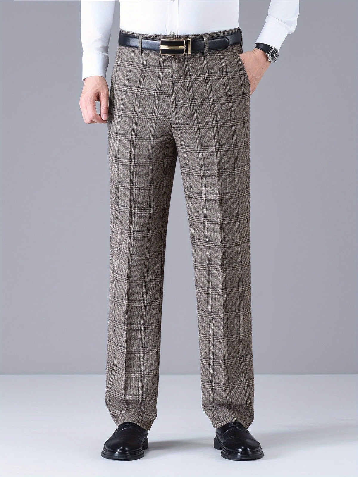 Herren Hose im Karomuster Anzughose Klassisch Elegante Freizeithose