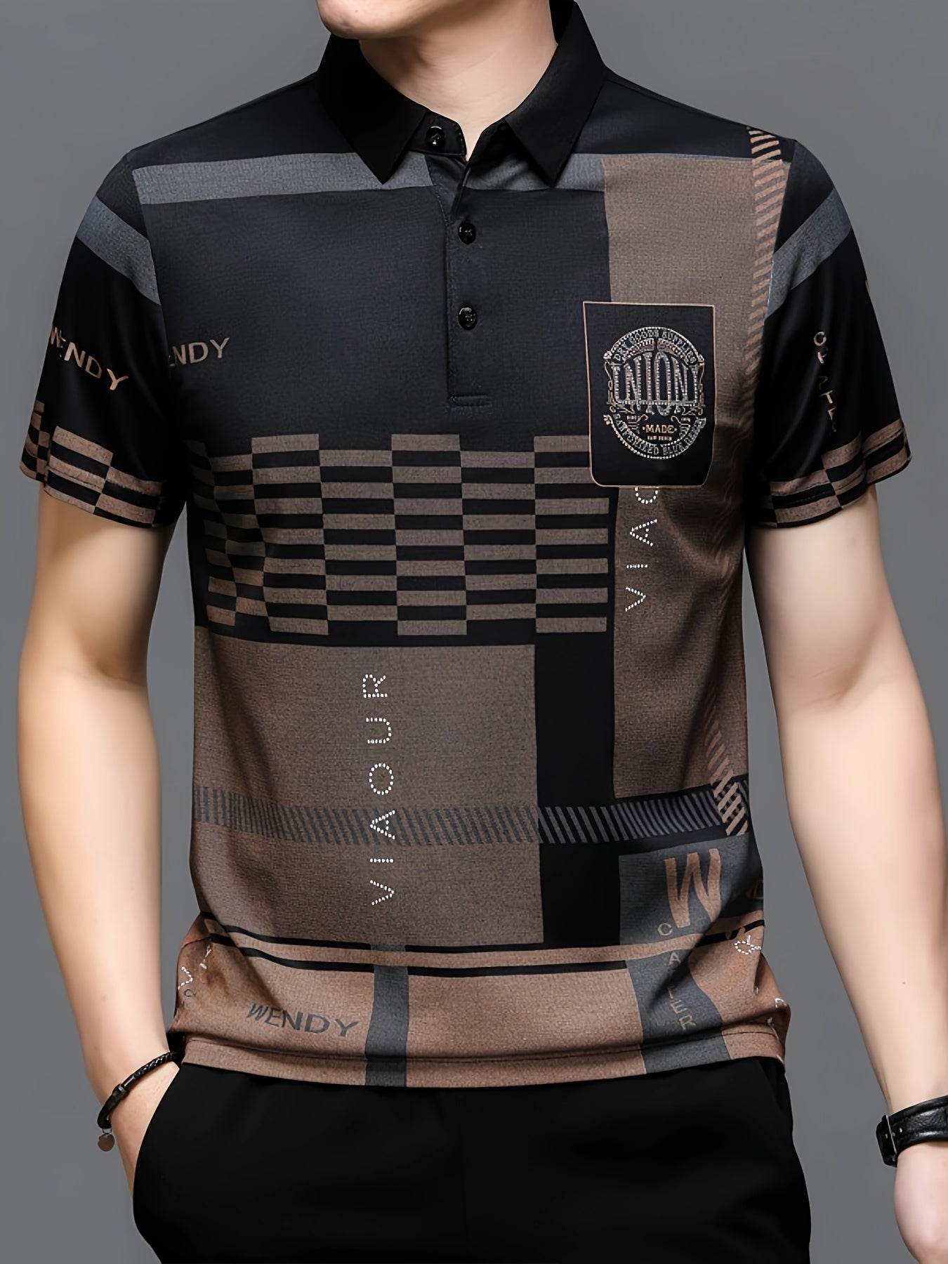 Herren Polohemd Modern Grafikmuster Kurzarm – Stilvolles Freizeitshirt mit Kragen