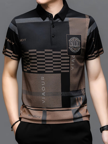 Herren Polohemd Modern Grafikmuster Kurzarm – Stilvolles Freizeitshirt mit Kragen