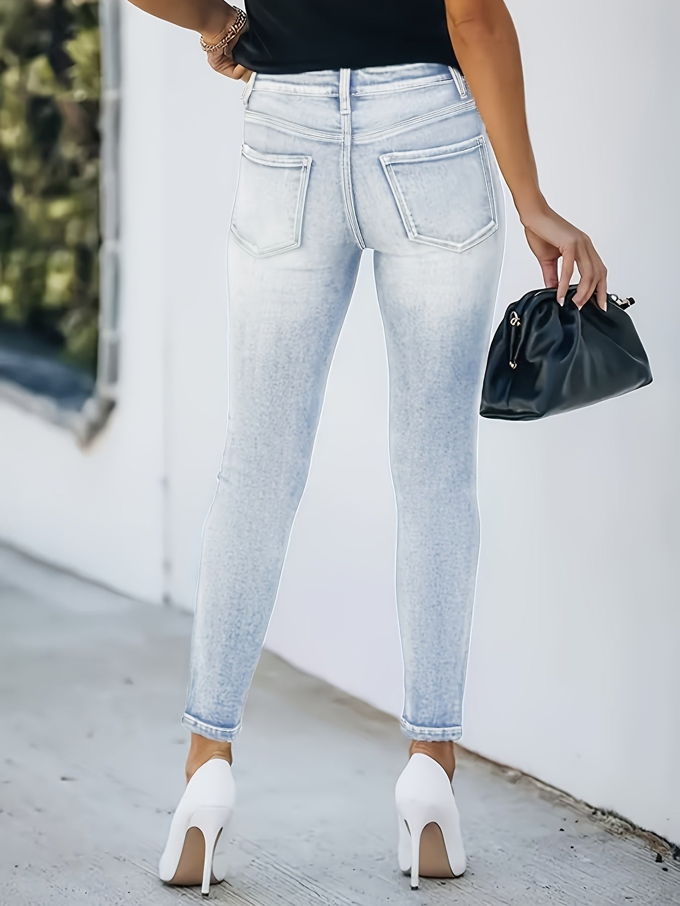 Damen High Waist Jeans Skinny Fit Street Style – Modische Alltagsjeans