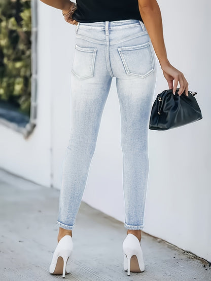 Damen High Waist Jeans Skinny Fit Street Style – Modische Alltagsjeans