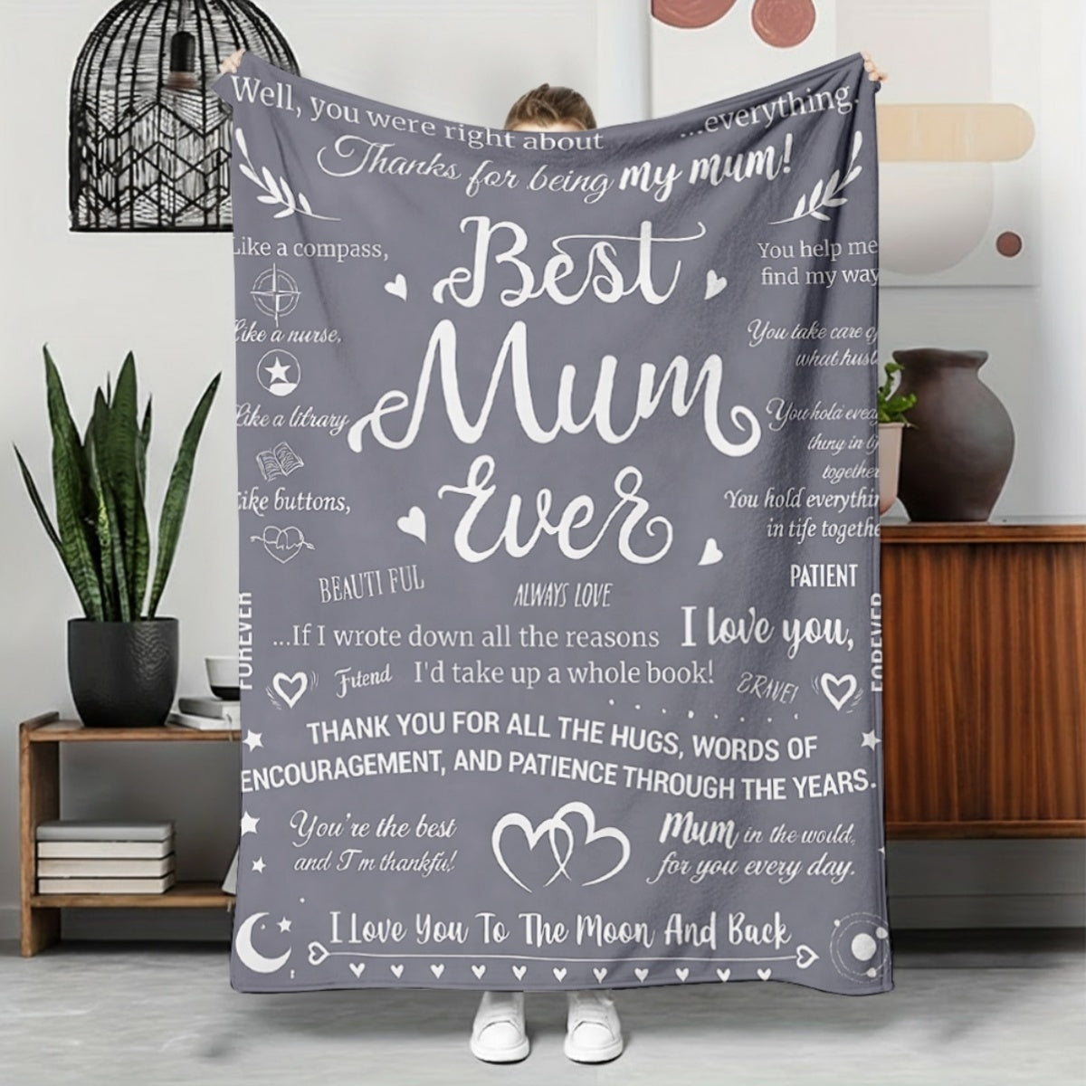 Muttertag Geschenkdecke – Best Mum Ever Kuscheldecke für Frauen, sentimentale Botschaften & Design, perfekte Geschenkidee