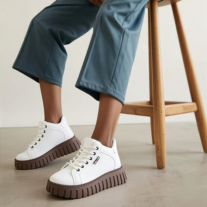 Damen Plateausneaker Schnürschuh mit Profilsohle