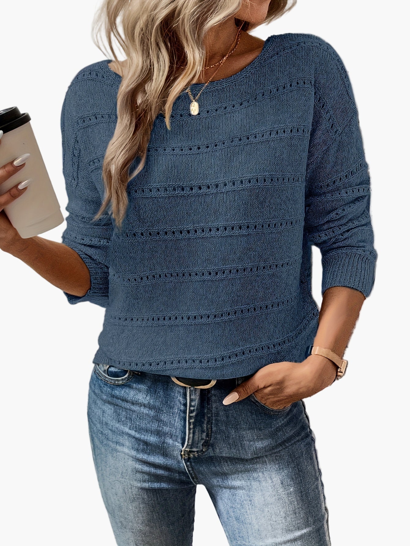 Damen Strickpullover Elegant Lockerer Look Herbst/Winter Freizeitmode