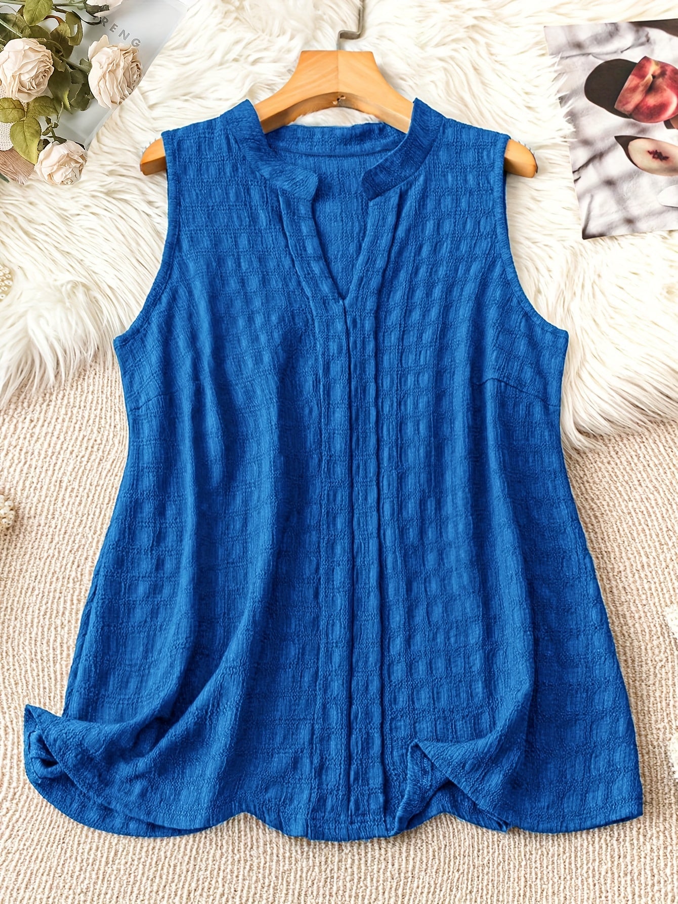 Damen Elegantes Ärmelloses Tunika-Top mit V-Ausschnitt – Perfekt für Alltag und Freizeit