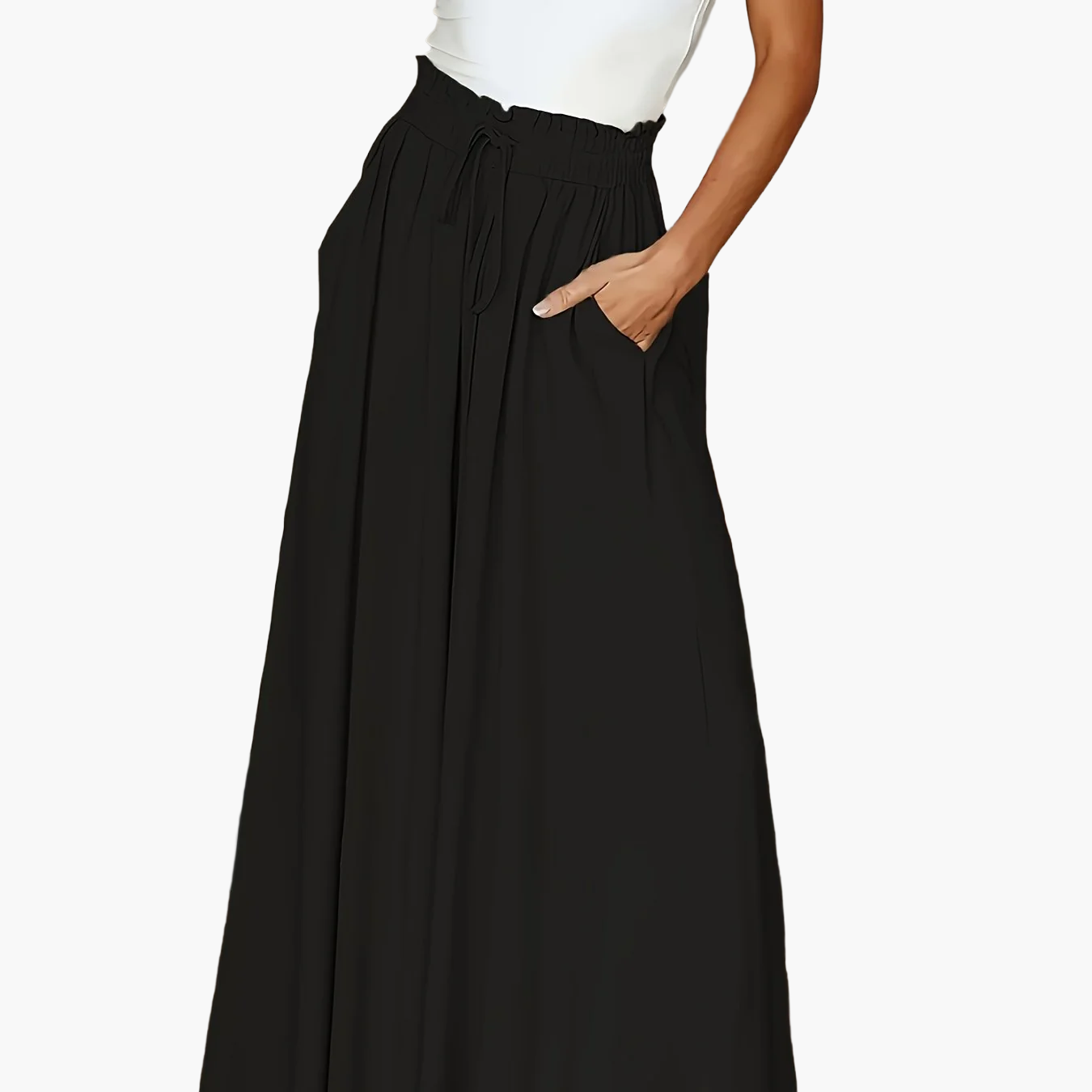 Damen Weite Bein Palazzo Hose mit Hohem Bund und Kordelzug – Eleganter Sommerlook für Freizeit und Alltag