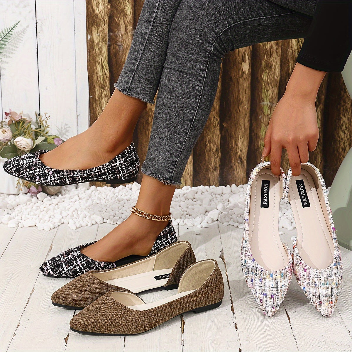 Damen Elegante Ballerinas mit Spitze – Klassische Flats für Alltag und Büro