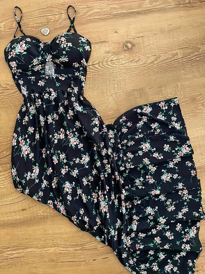 Damen Maxikleid Vintage-Stil mit Punkten und Volants – Eleganter Sommer-Look