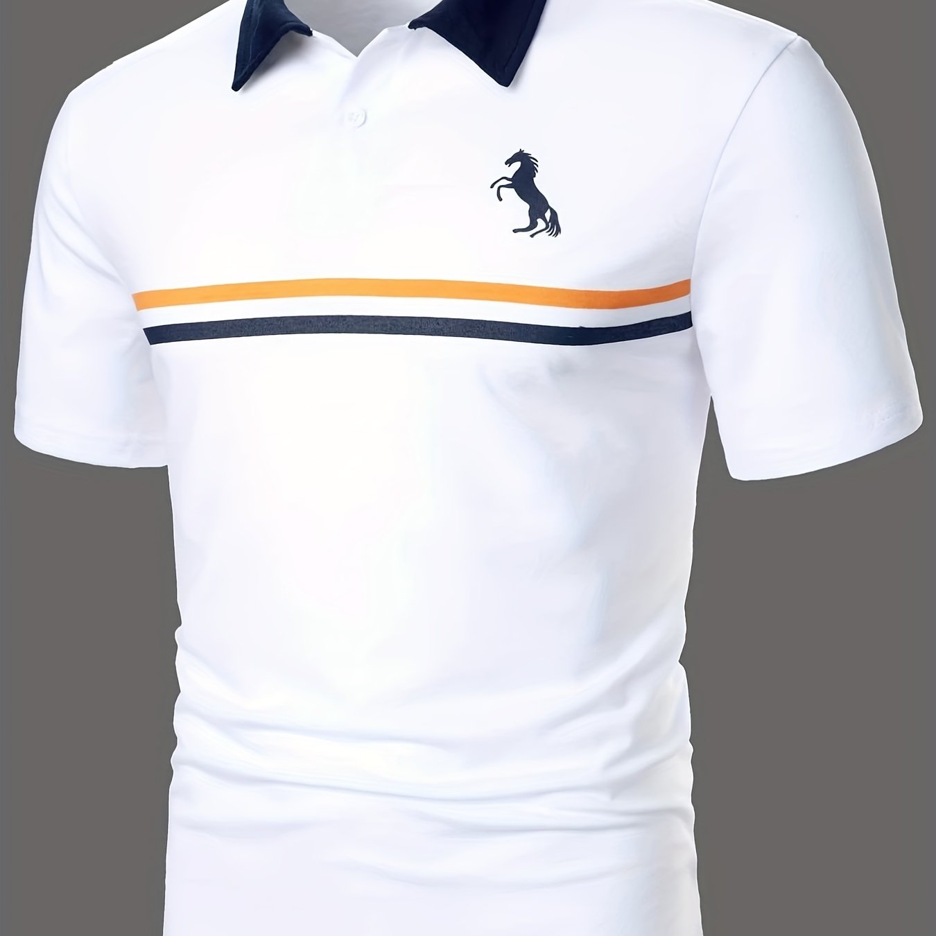 Herren Poloshirt mit Kontrastkragen und sportlichem Streifendesign