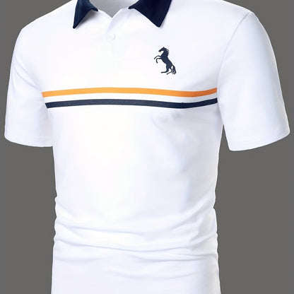 Herren Poloshirt mit Kontrastkragen und sportlichem Streifendesign