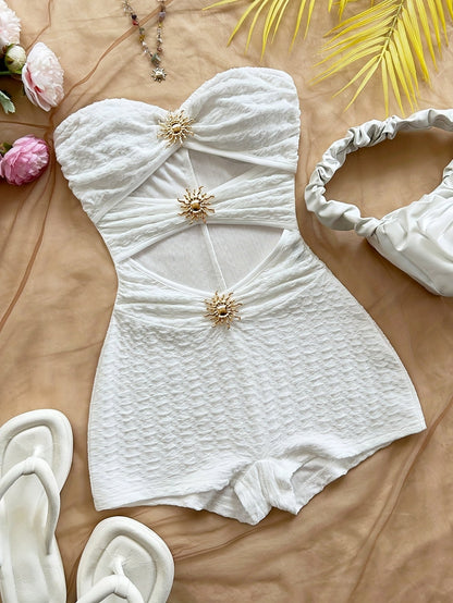 Damen Vintage Badeanzug mit Leopardenmuster und Cut-Outs – Retro Einteiler für Strand & Pool