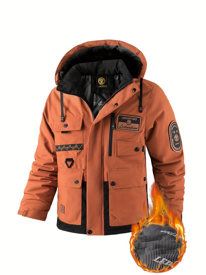 Unisex Winterjacke mit Kapuze Mehrere Taschen wasserabweisend