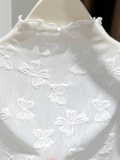 Damen Spitzen-Top mit Stehkragen und floraler Stickerei – Elegantes, ärmelloses Layering-Shirt