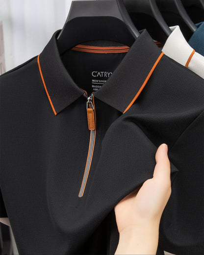 Herren Poloshirt mit Reißverschluss und Kontrastpaspel – Modernes Design für Freizeit und Business