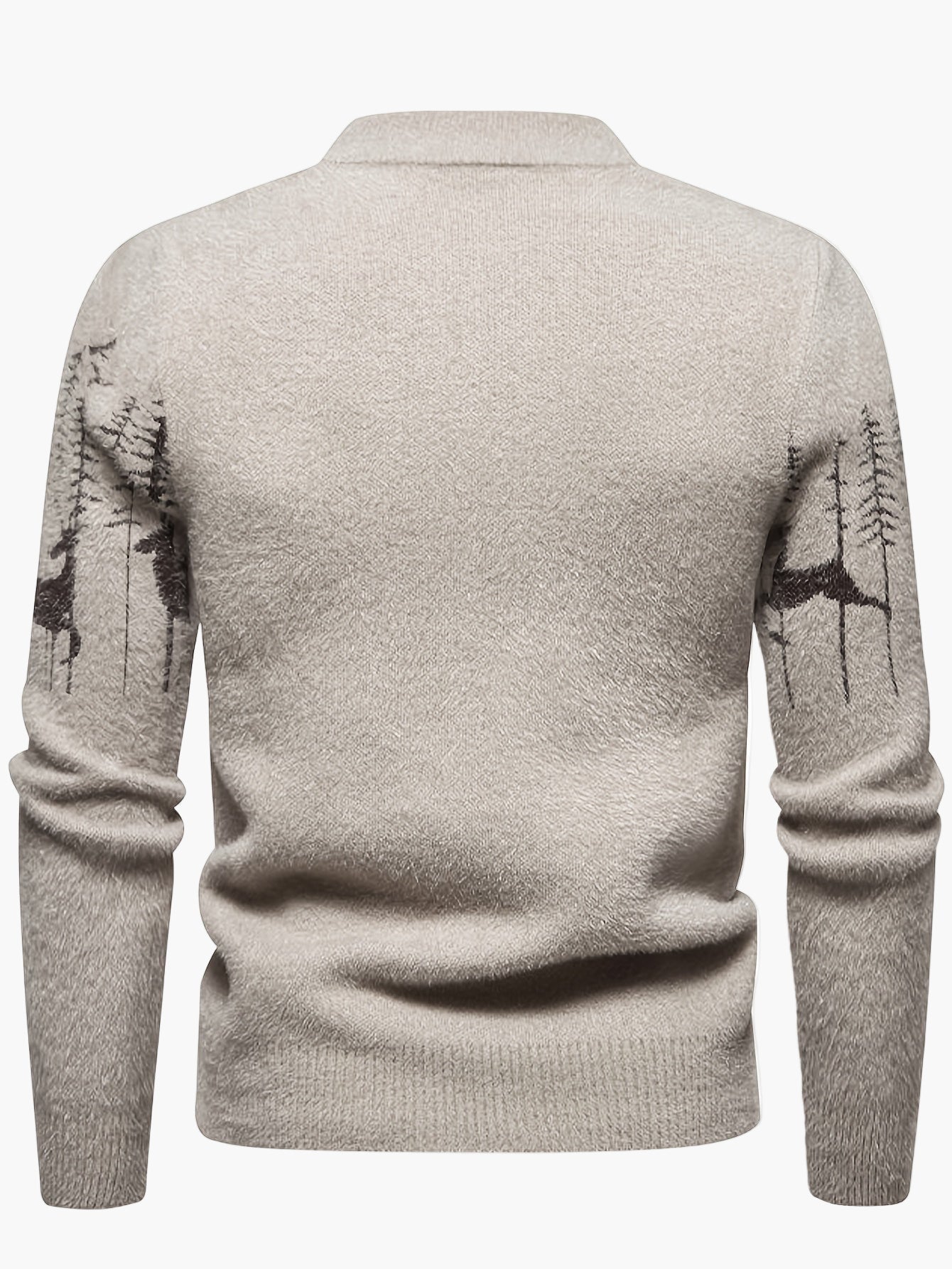 Herren Pullover mit Wald- und Hirschmotiv – Modernes Strickdesign für Herbst und Winter, Freizeit & Outdoor