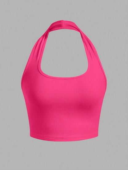 Damen Halter Neck Backless Crop Top – Modisches Sommer Basic für Freizeit & Streetwear
