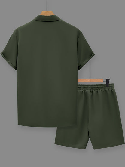 Herren Sommer Freizeit Set mit Motivdruck – Shirt und Shorts, Modernes 2-teiliges Outfit für Alltag & Urlaub