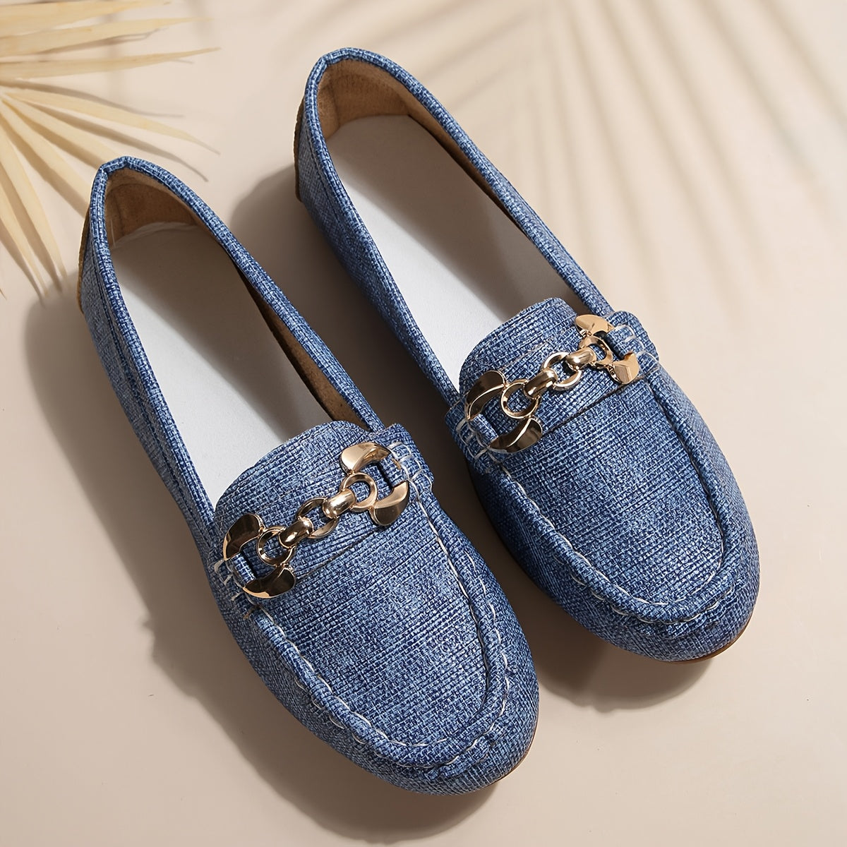 Damen Mokassins im Loafer-Stil mit Ketten-Detail – Stilvolle bequeme Freizeitschuhe für Alltag und Büro