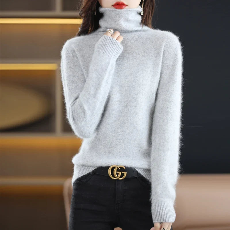 Damen Rollkragenpullover mit langen Ärmeln, weiches Material