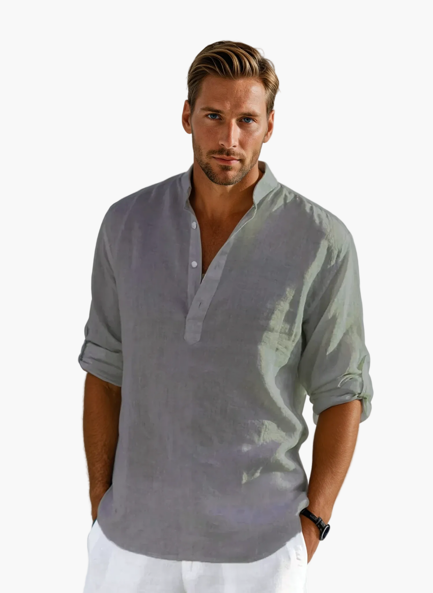 Herren Veganes Leinenhemd im lässigen Sommerstil – Ideal für Freizeit & elegante Anlässe