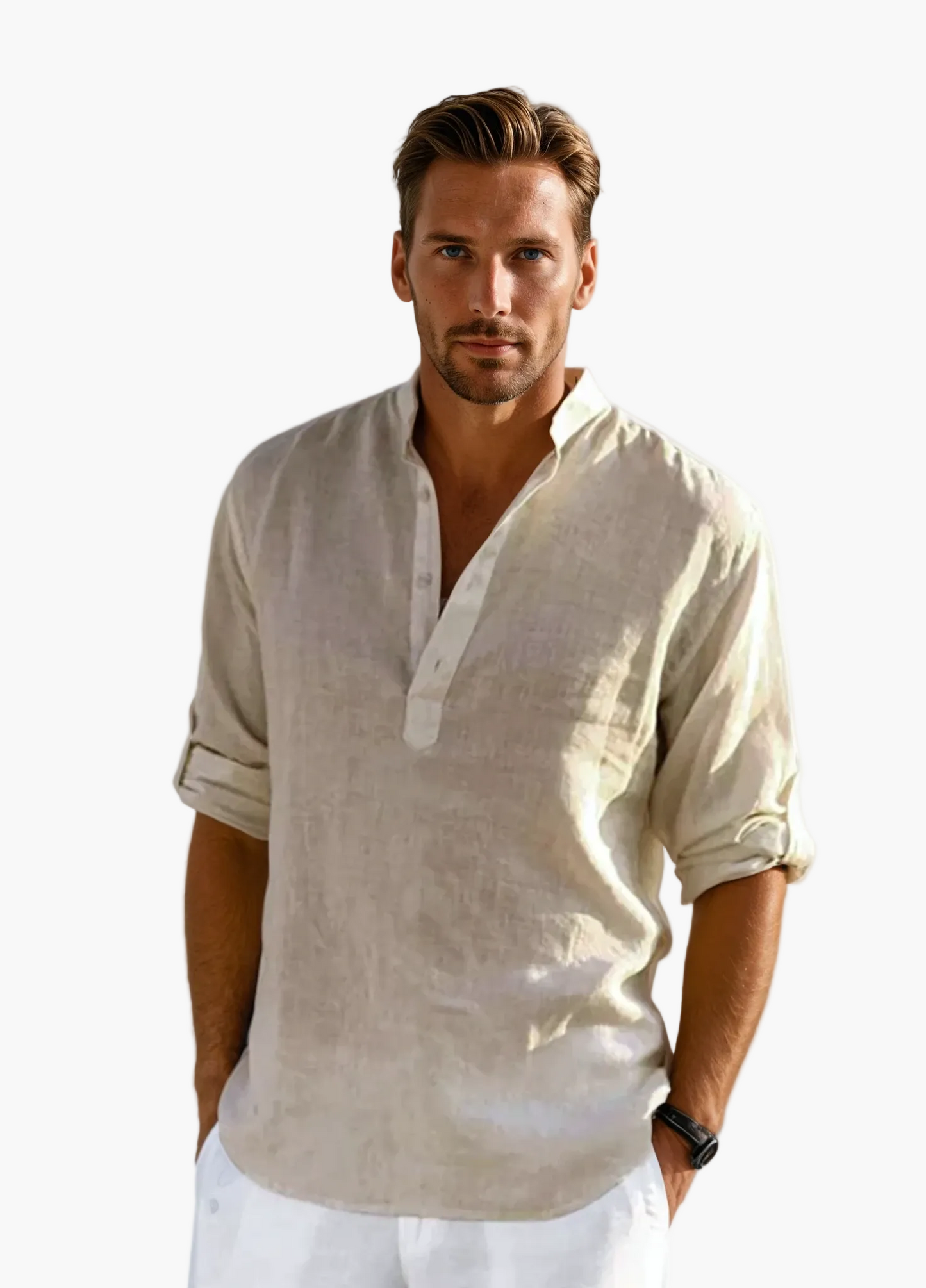 Herren Veganes Leinenhemd im lässigen Sommerstil – Ideal für Freizeit & elegante Anlässe
