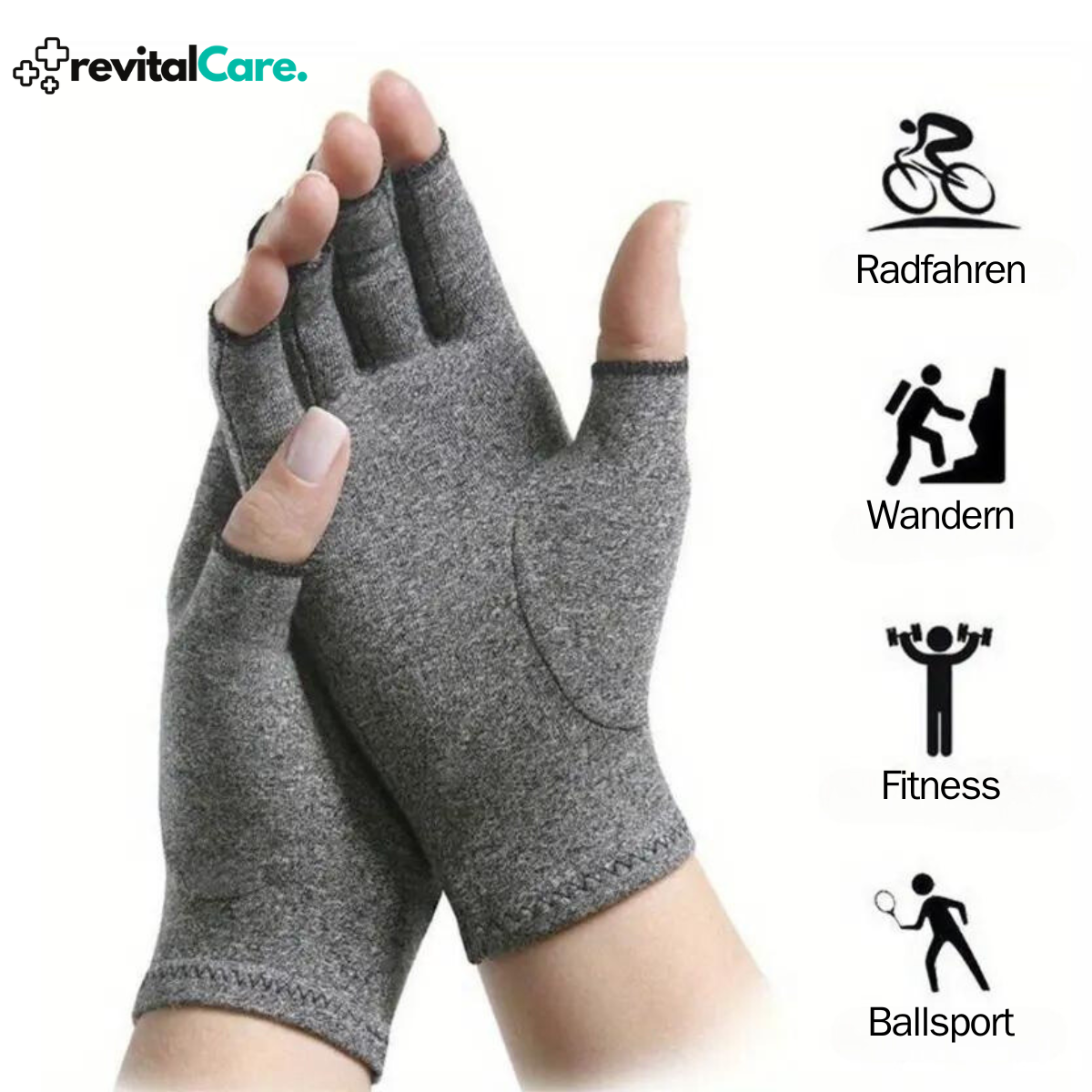 Unisex Fingerlose Handschuhe Grau mit offener Spitze für Sport & Alltag