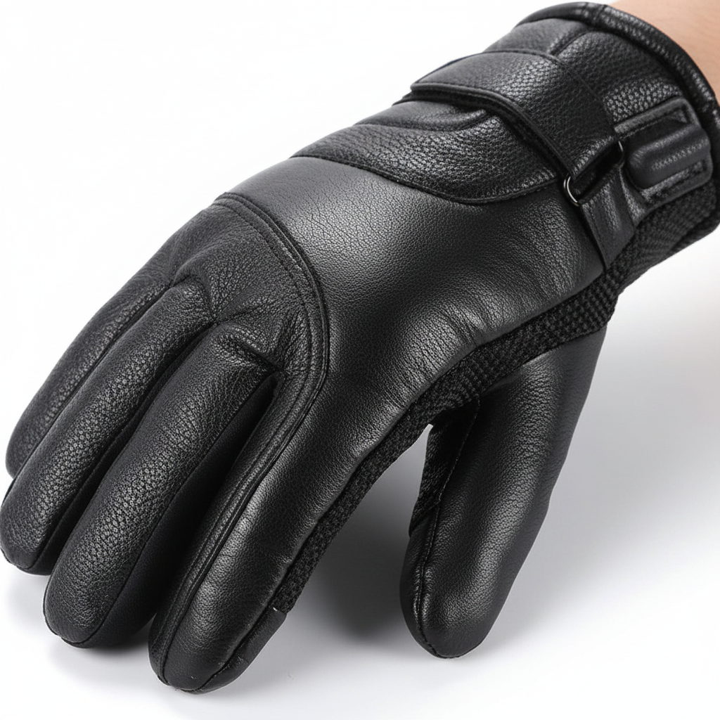 Schwarze Fahrradhandschuhe mit verstellbarem Riemen für Radsport