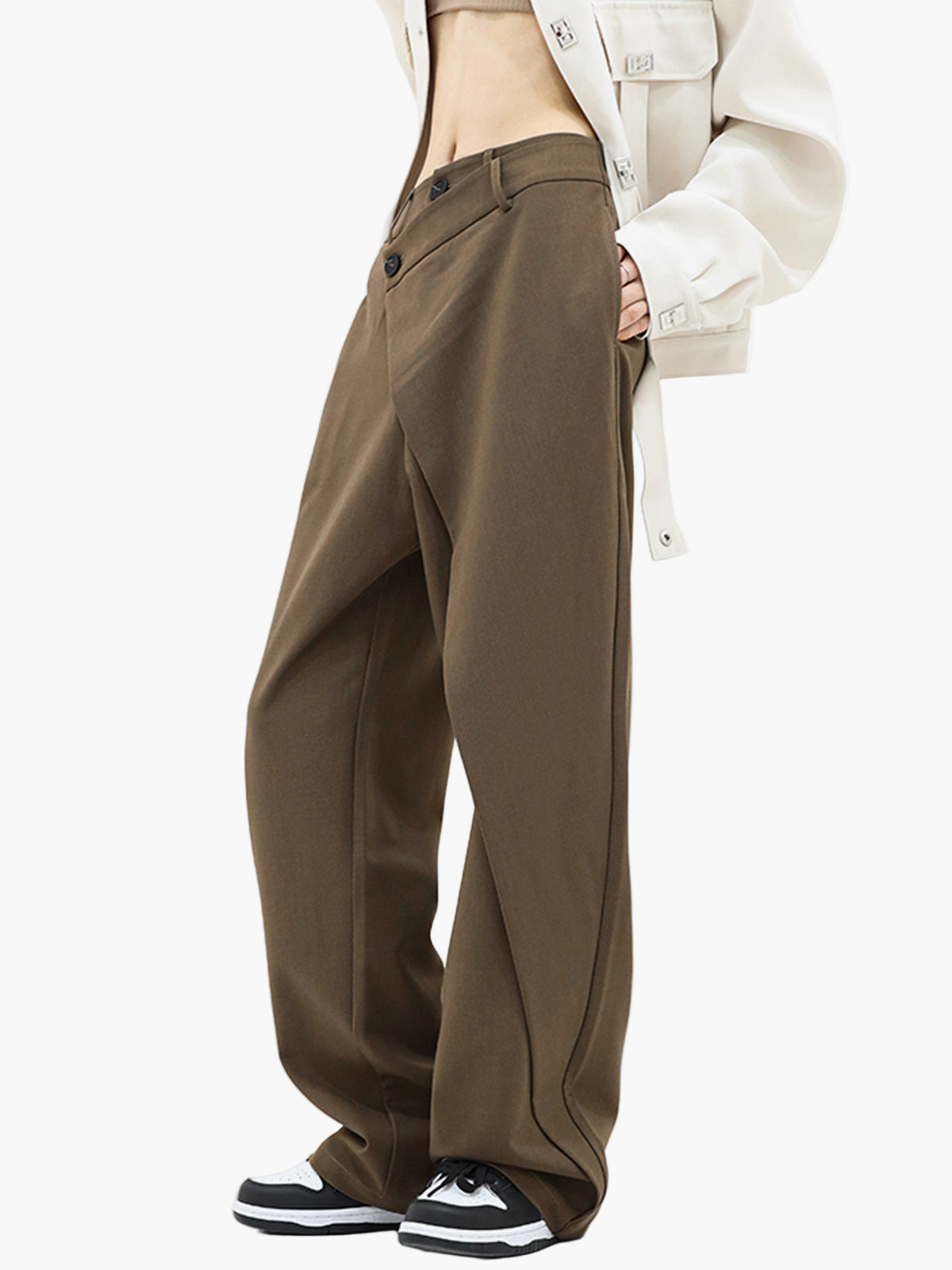 Damen Weitbein-Hose mit Wickeloptik – Modische und vielseitige Streetwear für Alltag und Ausgehen