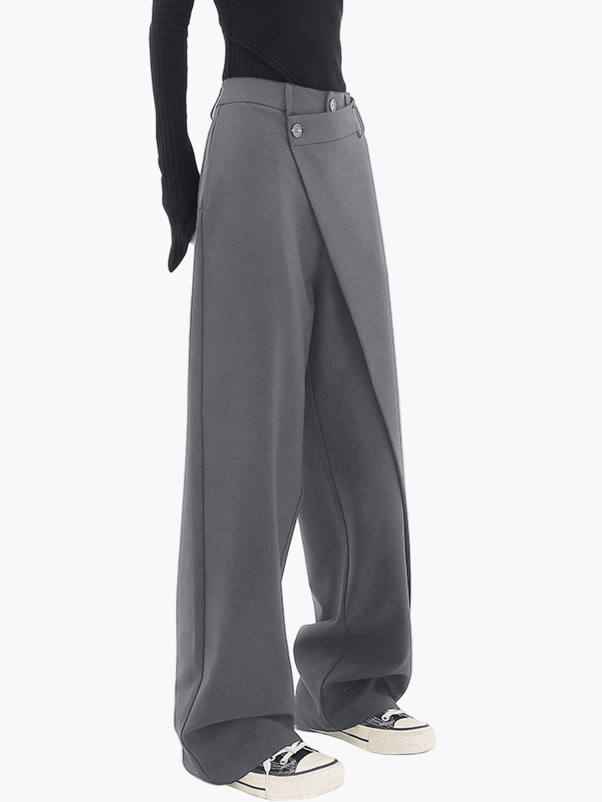 Damen Weitbein-Hose mit Wickeloptik – Modische und vielseitige Streetwear für Alltag und Ausgehen