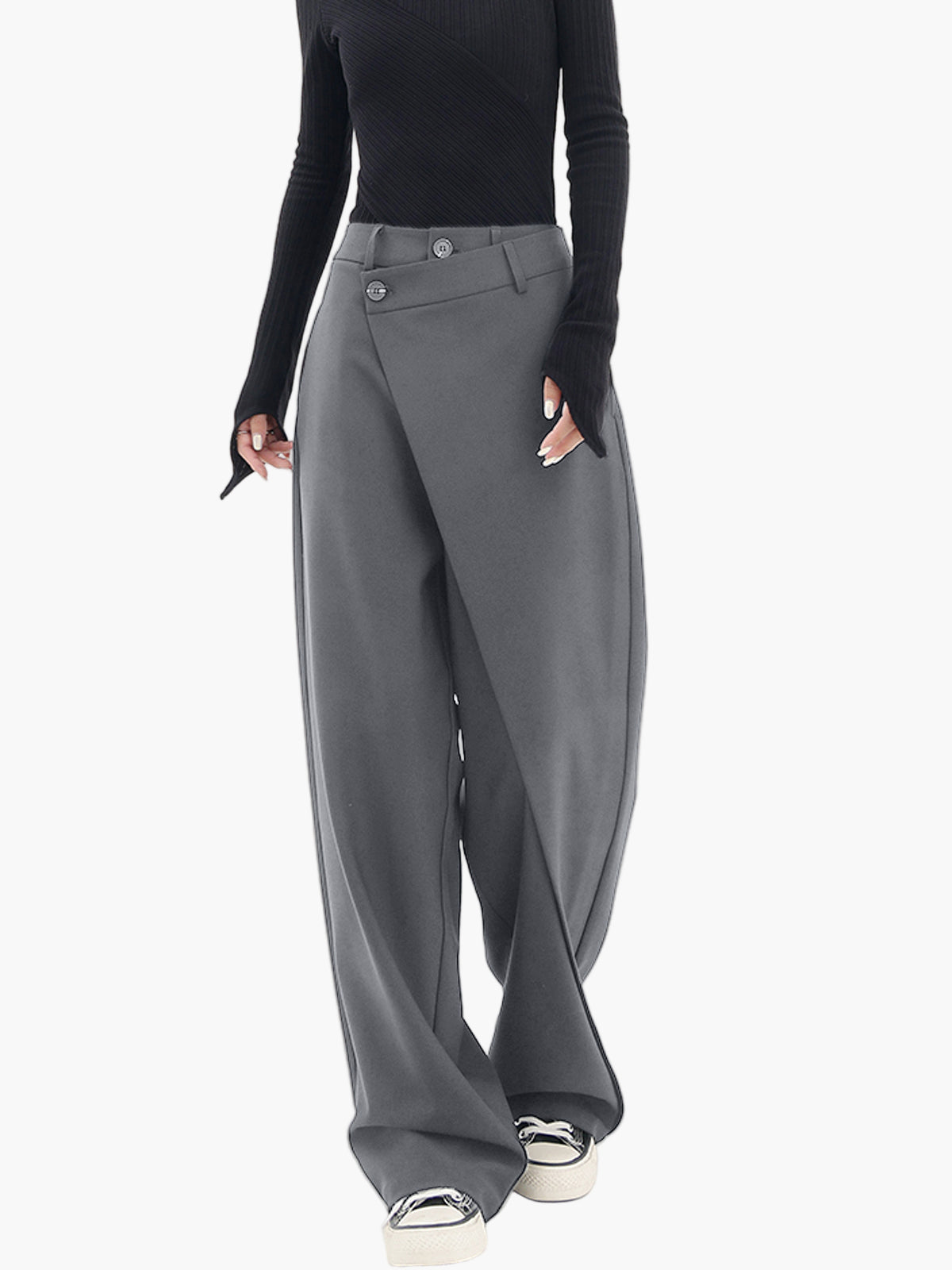 Damen Weitbein-Hose mit Wickeloptik – Modische und vielseitige Streetwear für Alltag und Ausgehen