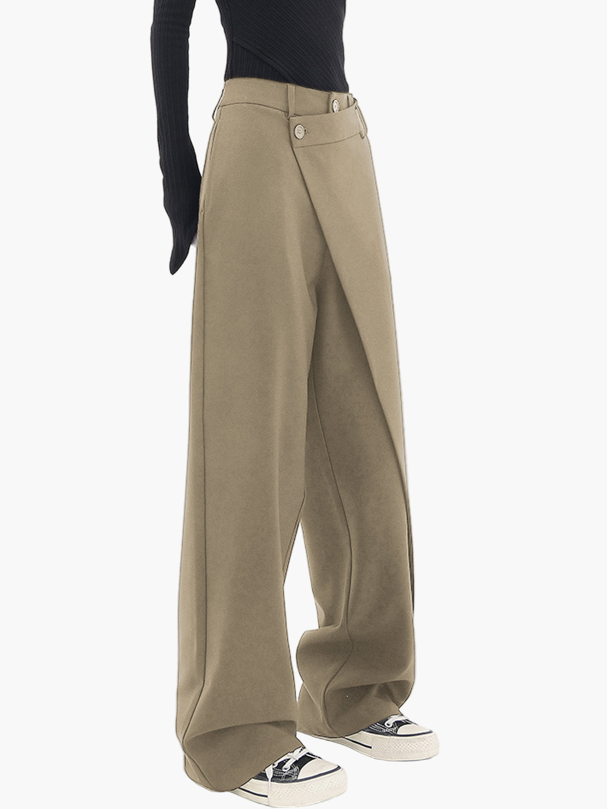 Damen Weitbein-Hose mit Wickeloptik – Modische und vielseitige Streetwear für Alltag und Ausgehen