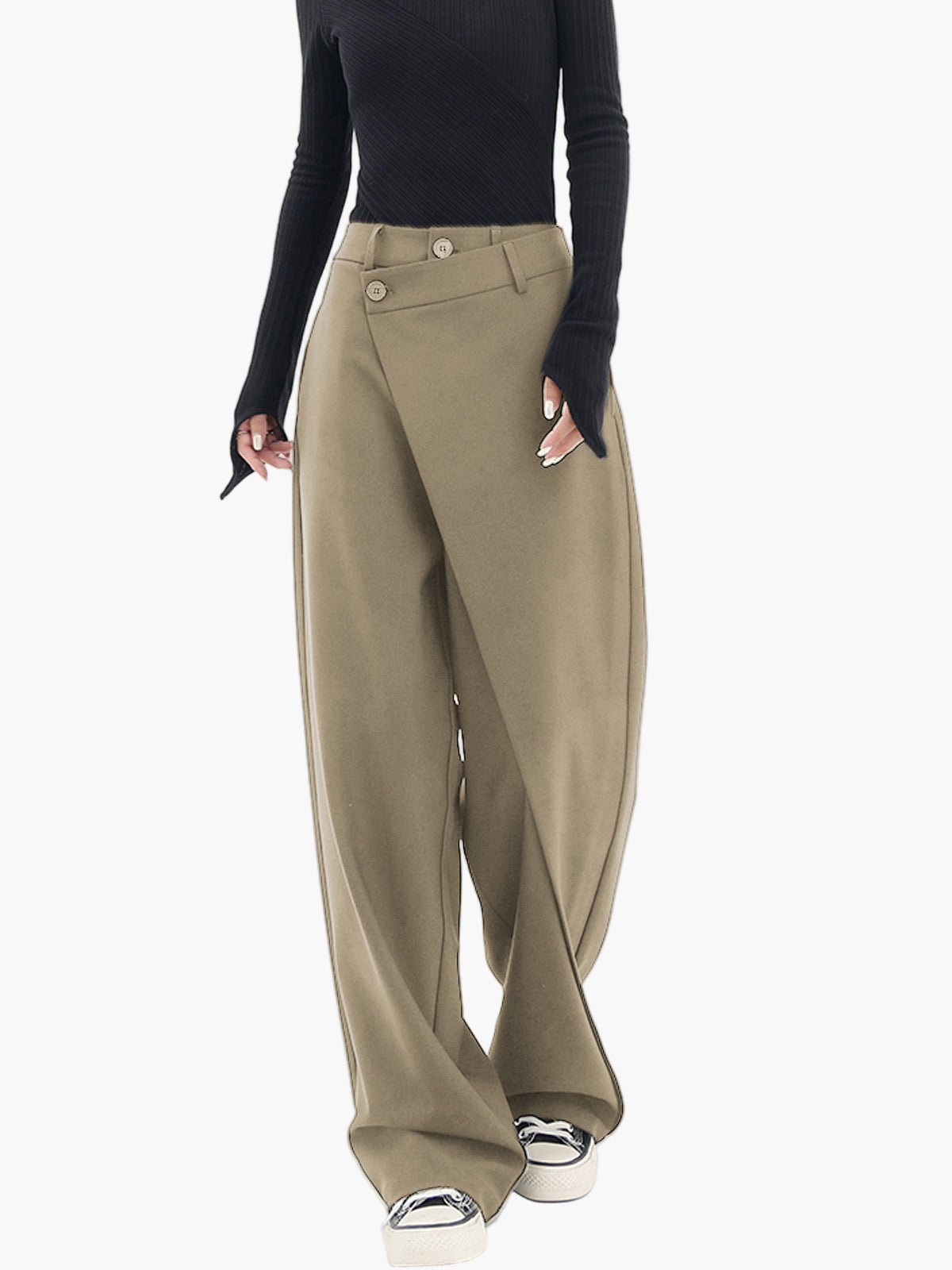 Damen Weitbein-Hose mit Wickeloptik – Modische und vielseitige Streetwear für Alltag und Ausgehen