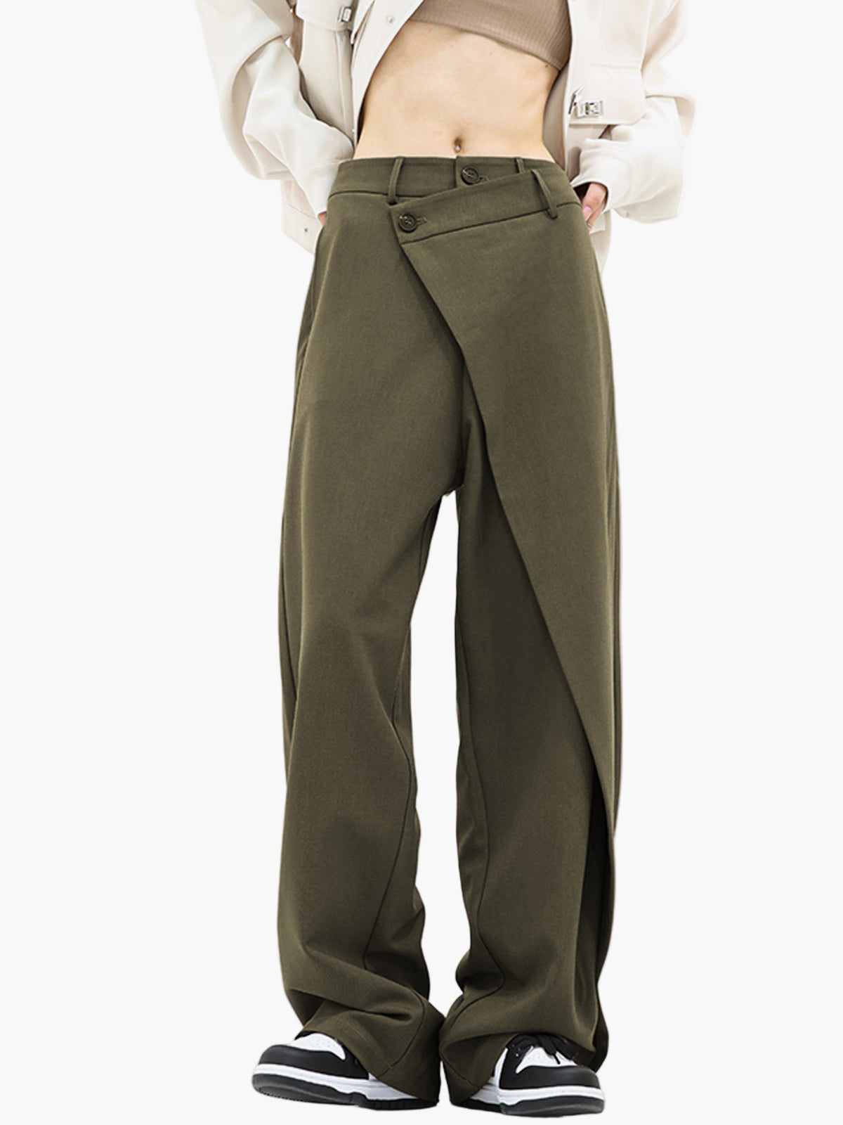 Damen Weitbein-Hose mit Wickeloptik – Modische und vielseitige Streetwear für Alltag und Ausgehen