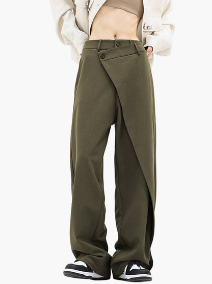 Damen Weitbein-Hose mit Wickeloptik – Modische und vielseitige Streetwear für Alltag und Ausgehen