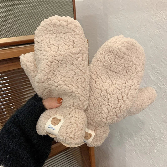 Flauschige Teddy Fäustlinge für Damen, Winter Accessoire