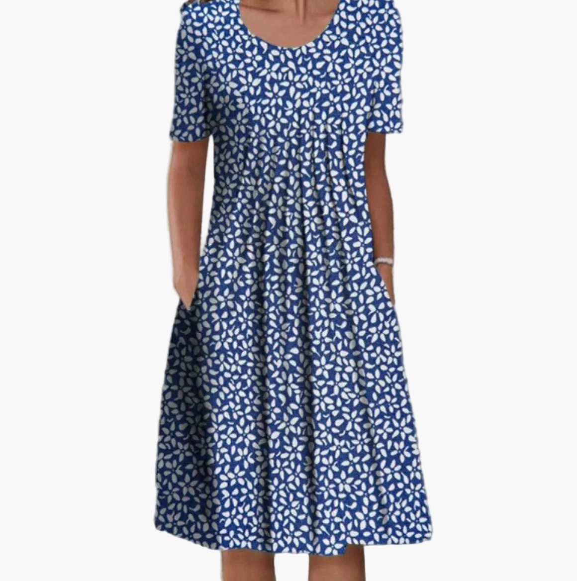 Damen Midikleid Sommer Floral Print – Lockeres Freizeitkleid mit Taschen, ideal für Alltag & Urlaub