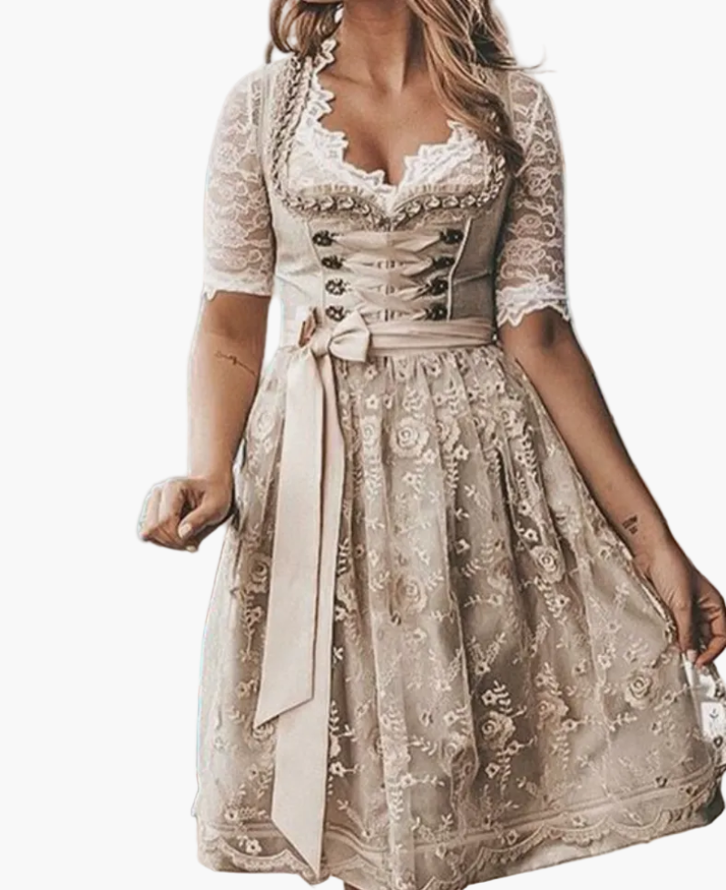 Damen Trachtenkleid mit Spitzenbesatz – Elegantes Outfit für Festlichkeiten und Volksfeste