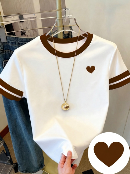 Damen T-Shirt mit Herz-Print, sportlich-lässiger Stil, ideal für Alltag und Freizeit